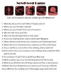 Pin By Edna Gibson On Wedding Shower Newlywed Game Questions Newlywed Game Bridal Shower Questions