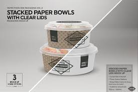 Stacked Paper Bowls Packaging Mockup Paper Bowls Food Box Packaging Food Packaging