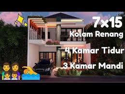 Desain Rumah Minimalis Modern 2 Lantai 7x15 Dengan Kolam Renang Dan 4 Kamar Small House With Pool Youtube Rumah Home Fashion Desain Rumah