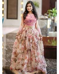 Baby Pink Digital Printed Organza Silk Ceremonial Lehenga Lehnga Dress Indian Dresses Indian Gowns Dresses