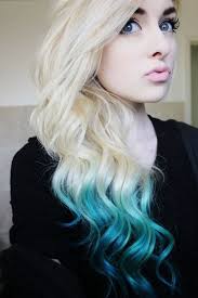 See the actress' unexpected new hair color here. Platinum Blonde With Blue Tips Turquoise Hair Dip Dye Hair Blue Ombre Hair