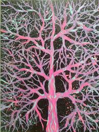 Neon Tree Over Black Done In Acrylic On Canvas Trees Are One Of The Easiest Things To Paint And They Re Black Canvas Paintings Neon Painting Silhouette Art
