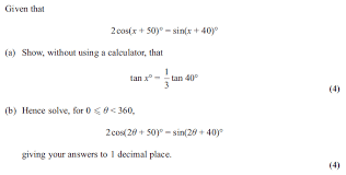Exam Questions Mixed Trigonometry