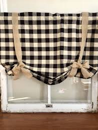 Pattern Black And Cream Curtains Cream Black Buffalo Plaid Curtain Burlap Curtain Rod Pocket Farmhouse Curtain Barn Kitchen Farmhouse Kitchen Curtains Burlap Curtains Farmhouse Curtains