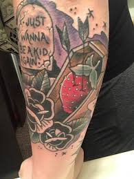 I joined the cool kids today and got a death of a strawberry tattoo! 12 Dance Gavin Dance Tattoo Ideas Dance Gavin Dance Dance Tattoo Dance