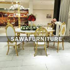 Used but in good condition. China Furniture Marble Dining Table Set Granite Dining Table Used Tables And Chairs For Sale China Stainless Steel Chair Wedding Chair