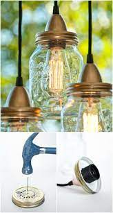 50 Brilliant Repurposing Ideas To Turn Old Kitchen Items Into Exciting New Things Hanging Mason Jar Lights Mason Jar Pendant Light Jar Pendant Light