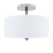 Semi Flush Mount Led Ceiling Fixture White Fabric Shade