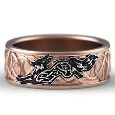 Celtic Fox Ring Fox Wedding Band Mens Wedding Band Fox Etsy Fox Jewelry Custom Jewelry Design Fox Ring