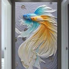 Cartoon fish drawing art wallpaper mural wallmur. Frp White Wall Mural Painting Of Twin Fish For Home Decor Rs 25000 Piece Id 22741526173
