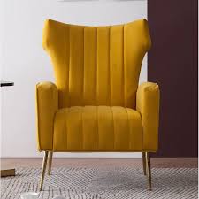Lauretta 27 5 W Velvet Wingback Chair Velvet Wingback Chair Wingback Chair Yellow Accent Chairs
