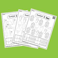 Preschool coloring pages are a great way to help teach colors. Summer I Spy Numbers Coloring Pages