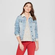 Women S Denim Sherpa Jacket Universal Thread Light Wash S