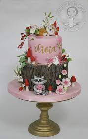 The Cutest Woodland Baby Shower Cake It S A Girl Baby Shower Cakes Animal Baby Shower Cake Woodland Birthday Cake