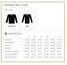 Slim Fit Custom Shirt Size Chart Men Custom Clothing