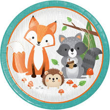 Check Out The Deal On Wild One Woodland Animals 9 Inch Plates At Party At Lewis Elegant Party Supplies Pl Bebe De Bosque Decoracion De Bosque Fiesta De Bosque