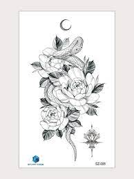 2sheets rose pattern tattoo sticker. 1sheet Flower Snake Pattern Tattoo Sticker Shein Eur