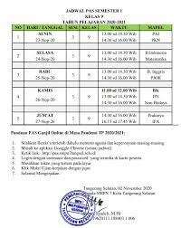 Ujian praktik dimulai pada hari senin (9 desember 2019) sampai dengan hari senin (16 desember 2019). Jadwal Pas Online Ganjil 2020 2021 Dimasa Pandemi Covid 19