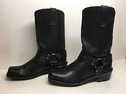 Vtg Mens Double H Square Toe Harness Motorcycle Black Boots