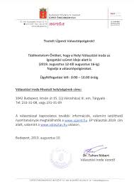 Évi általános választásával kapcsolatos információk, így különösen. Valasztasok 2019
