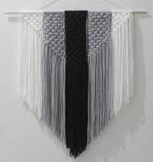 Black And White Macrame Wall Hanging Large Macrame Wall Hanging Macrame Wall Art Woven Wall Etsy Macrame Wall Art Macrame Wall Hanging Patterns Macrame Wall Hanging