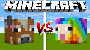 How do you make a rainbow in minecraft? Cow House Vs Rainbow Sheep House Minecraft Battle Youtube