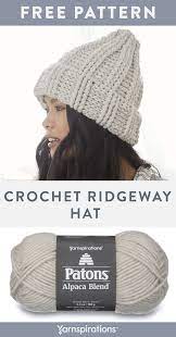 Free Crochet Pattern Using Patons Alpaca Blend Yarn Free Crochet Ridgeway Hat Pattern Oversized For Maximu Crochet Crochet Hats Free Pattern Crochet Hat Free