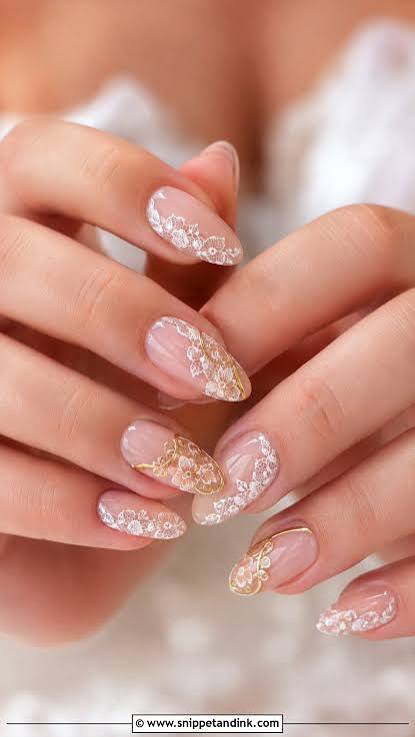 20 Wedding Nails Gold Accent Ideas for Luxe Bridal Glam