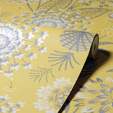 Vintage Bloom Mustard Floral Wallpaper Floral Wallpaper Wallpaper Vintage Floral Design
