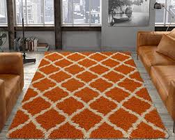Amazon Com Ottomanson Collection Trellis Shag Rug 5 X 7 Orange Home Kitchen