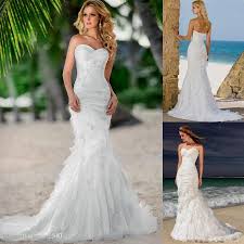 Elegant 2015 Mermaid Beach Wedding Dresses With Sweetheart Lace Up Lace Beach Wedding Dress Short Wedding Dress Beach Cheap Beach Wedding Dresses
