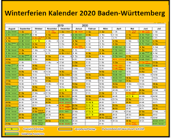 Einfaches und schnelles drucken in verschiedenen formaten. Winter Schulferien Kalender 2020 Baden Wurttemberg Kalender 2020 Ferien