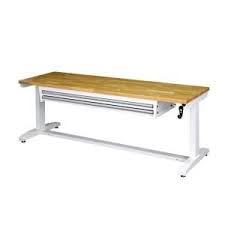 Husky 6 Ft Folding Adjustable Height Solid Wood Top Workbench Wsh72fwb The Home Depot In 2020 Adjustable Height Work Table Wood Top Workbench Work Table