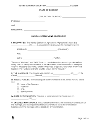 Couples must agree on how to divide their assets, how just because you are getting divorced doesn't mean there needs to be a winner and a loser. Free Georgia Marital Settlement Divorce Agreement Pdf Word Eforms