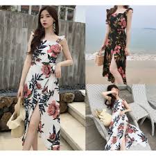 Maxi dresses make you look instantly slimmer and taller. Freeship Female Summer Floral Strap Maxi Dress Beach Dress Shopee Malaysia