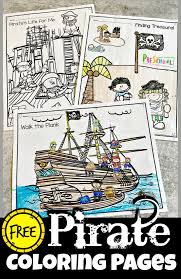 Illustration of two pirates trading sword and a treasure map with each other. Free Pirate Coloring Pages