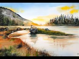 Join matthew palmer as he takes you through the stages of painting a 30 minute watercolour masterpiece. Watercolor Lake Painting Demonstration Youtube