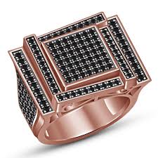 Black And Rose Gold Ring Mens 14k Rose Gold Fn 925 Silver Black Diamond Designer Fashion Pinky Mens Band Ring Mens Band Rings Mens Gold Rings Fashion Rings