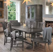 6 Seater Dining Set Rectangle Dark Grey Padded Seat Pine Wood Kitchen Furniture Dining Table Dining Table Setting Wooden Dining Set