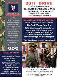 Well you're in luck, because here they come. Elks Suit Drive In Ridgefield On July 14 Donations Accepted