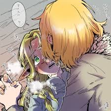 chabo (starchabo), falin touden, marcille donato, dungeon meshi, highres,  2girls, blush, elf, green eyes, heavy breathing, holding hands, multiple  girls, orange hair, pointy ears, yuri - Image View - | Gelbooru -