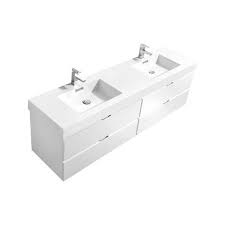 Kubebath bosco 60 double sink modern bathroom vanity w/ quartz countertop and matching mirror. Kubebath Bsl80d Gw Bliss 80 Inch Double Sink High Gloss White Wall Mount Modern Bathroom Vanity