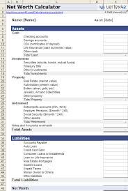 Free Net Worth Calculator For Excel Personal Financial Statement Net Worth Statement Template
