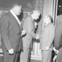 William Rogers, Haim Bar-Lev and Roger McCloskey at Lod Airport 1971-05-06 
