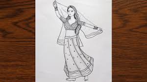 How To Draw A Beautiful Traditional Girl Easy Pencil Drawing Girl Dr Girl Drawing Easy Drawings Sketches Girly Drawings