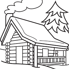 Download Or Print This Amazing Coloring Page Log Cabin Coloring Page Cabin Art Coloring Pages House Drawing