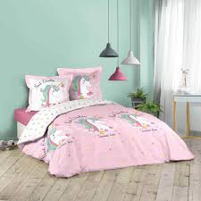 parure de lit licornella motif licorne nuit etoilee avec toi housse de couette et parure de lit linge de lit linge de maison gifi