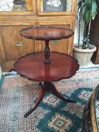 Vintage Round Mahogany Wood 2 Tier Pie Table Duncan Phyfe Style Feet Mahogany Wood Duncan Phyfe Duncan Phyfe Table