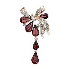 Lightclub Women Alloy Rhinestone Bowknot Brooch Pin Luxury Dress Scarf Accessory Golden Grape Purple Bow Jewelry Jewelry Brooch