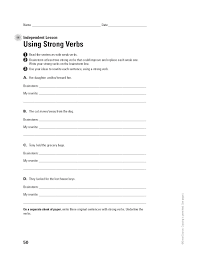 Using Strong Verbs Independent Lesson Grades 3 4 Download This Reading Advantage Writing Lesson To Help Writing Lessons Verb Worksheets Writing Instruction